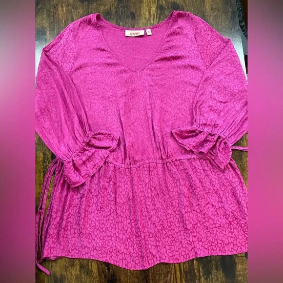 Pink long sleeve leopard print blouse sz 0X - Picture 1 of 8